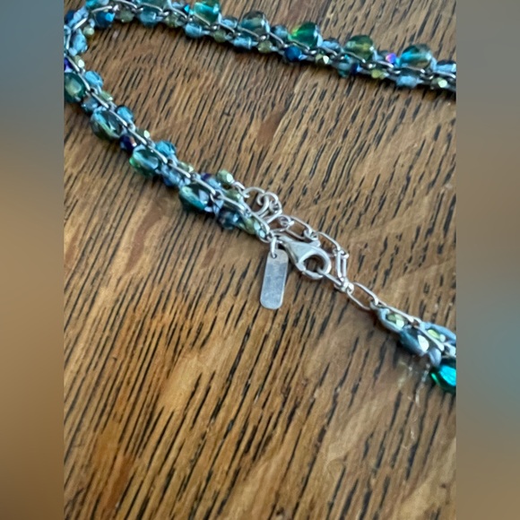 Holly Yashi faceted beads macraméd on a silver chain. 925SS. 16”+2” extension. - Picture 6 of 7